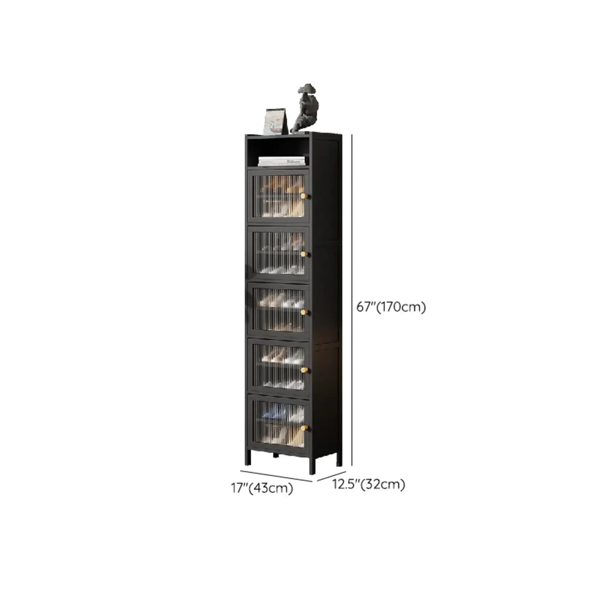Modern Tall Bamboo Black Entryway Shoe Storage Cabinet Image - 17