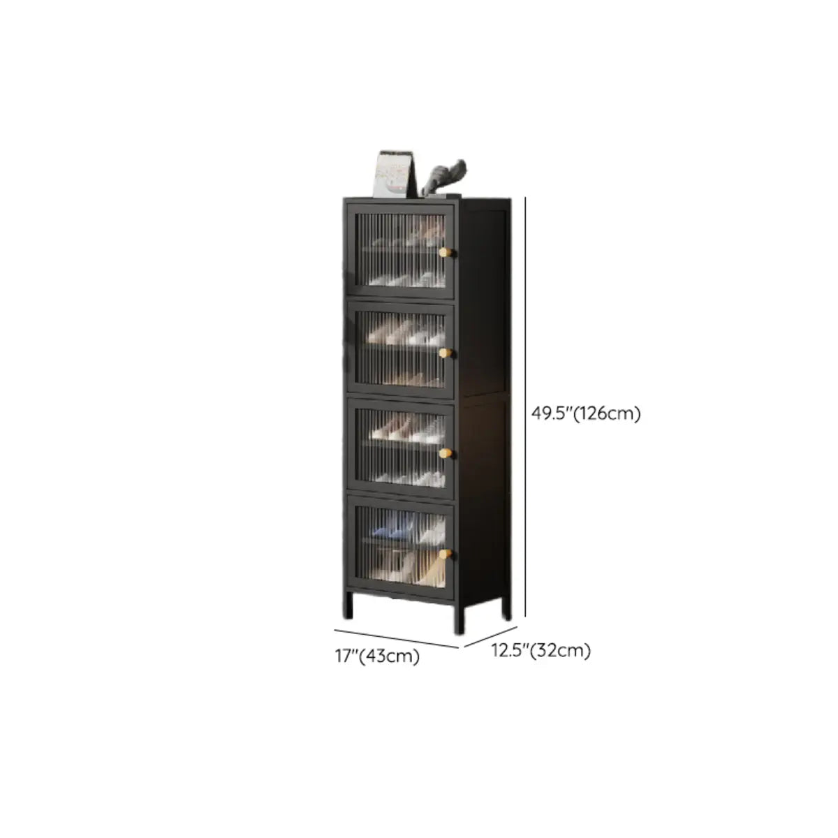 Modern Tall Bamboo Black Entryway Shoe Storage Cabinet Image - 18