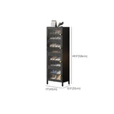 Modern Tall Bamboo Black Entryway Shoe Storage Cabinet Image - 18