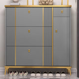 Modern Tall Gray Metal Hallway Shoe Storage Cabinet Image - 5