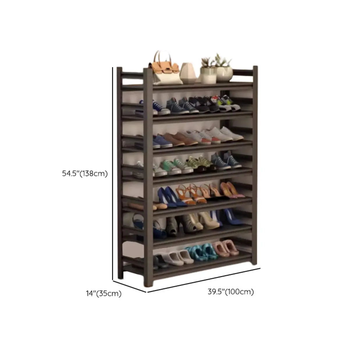 Modern Tall Metal Entryway Black XXL Shoe Rack Adjustable Image - 12