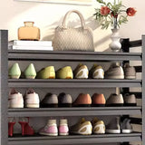 Modern Tall Metal Entryway Black XXL Shoe Rack Adjustable Image - 3