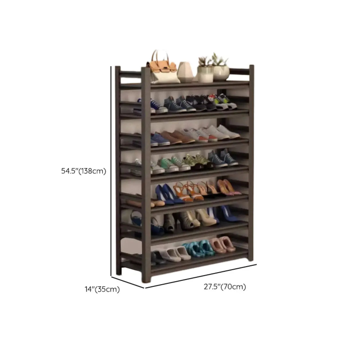 Modern Tall Metal Entryway Black XXL Shoe Rack Adjustable Image - 7