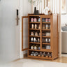 Modern Tall Metal Shoe Cabinet Entryway Grey Adjustable Image - 3