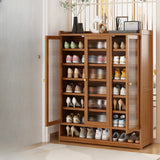 Modern Tall Metal Shoe Cabinet Entryway Grey Adjustable Image - 7
