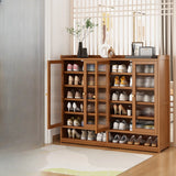 Modern Tall Metal Shoe Cabinet Entryway Grey Adjustable Image - 9