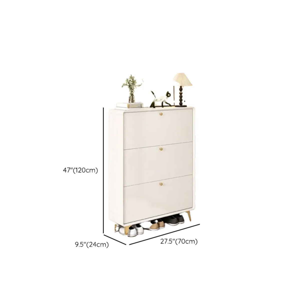 Modern Tall Shoe Cabinet Wood Hallway White 6 Compartments Image - 23