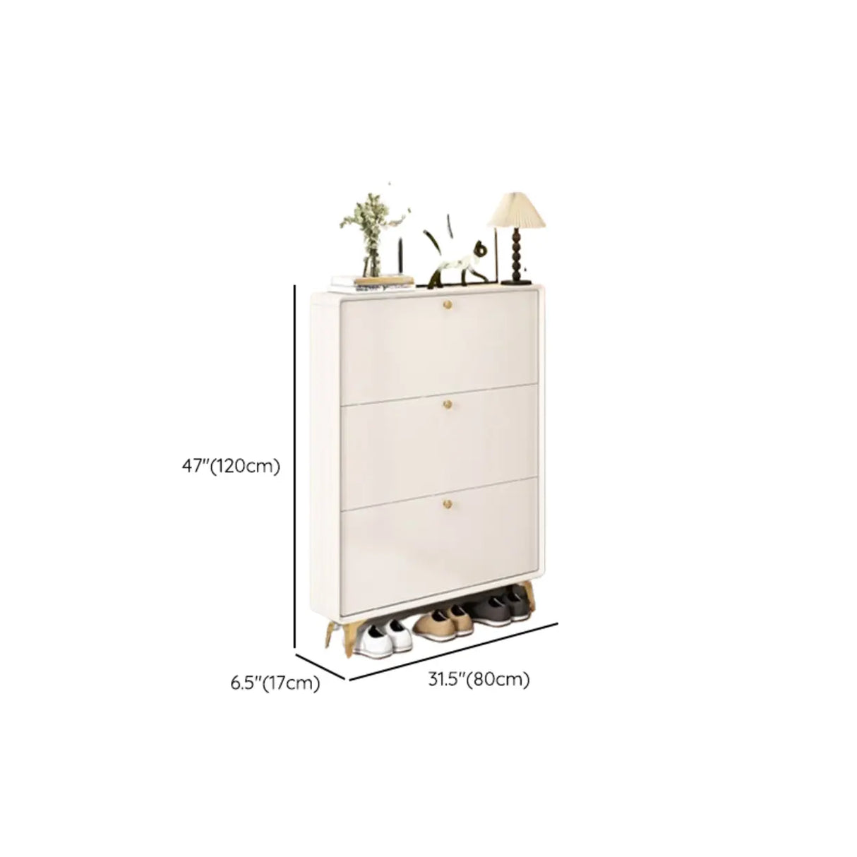 Modern Tall Shoe Cabinet Wood Hallway White 6 Compartments Image - 28