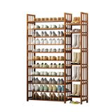 Modern Tall Wood Freestanding Brown Shoe Rack Organizer Image - 14