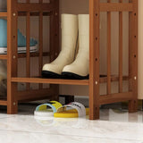 Modern Tall Wood Freestanding Brown Shoe Rack Organizer Image - 17