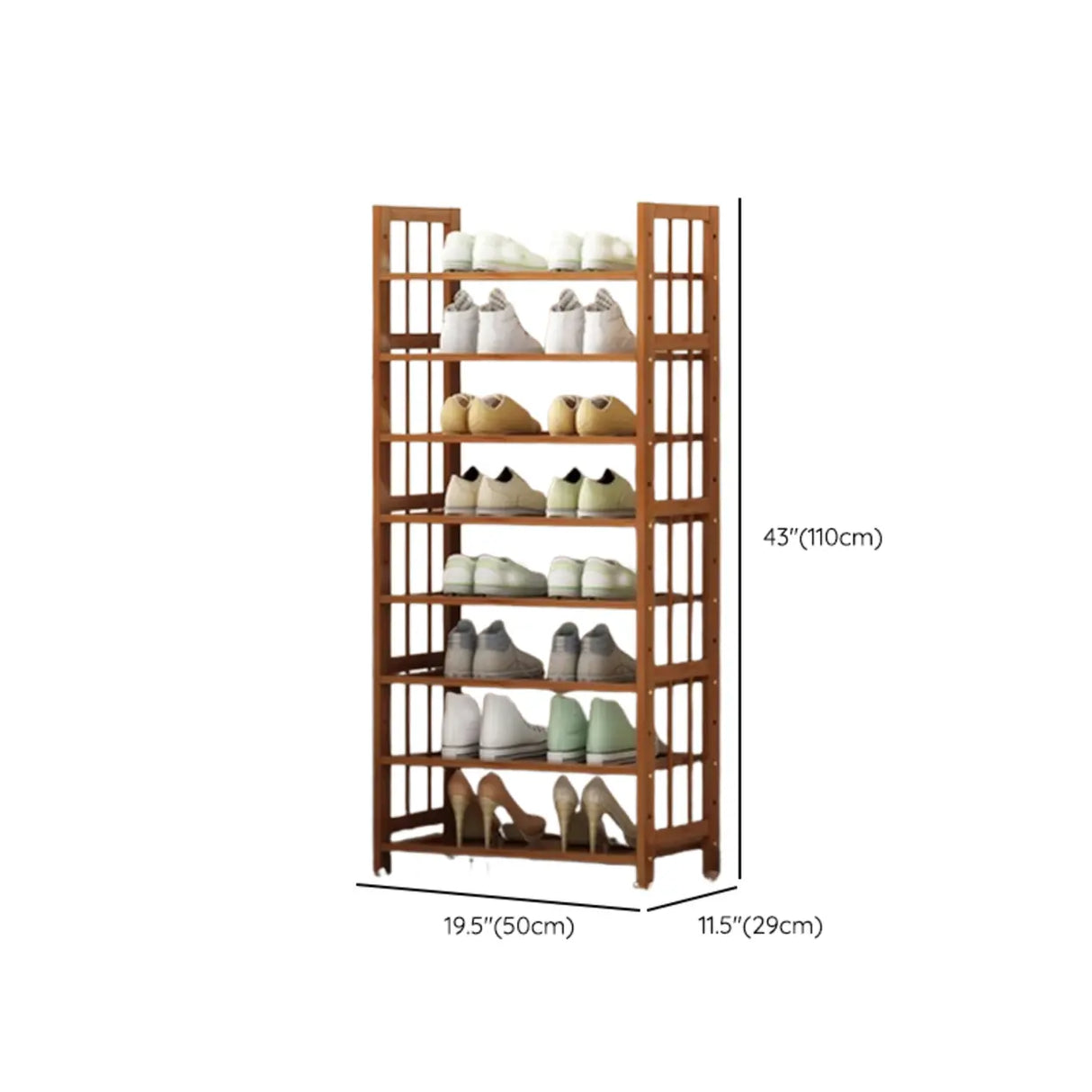 Modern Tall Wood Freestanding Brown Shoe Rack Organizer 