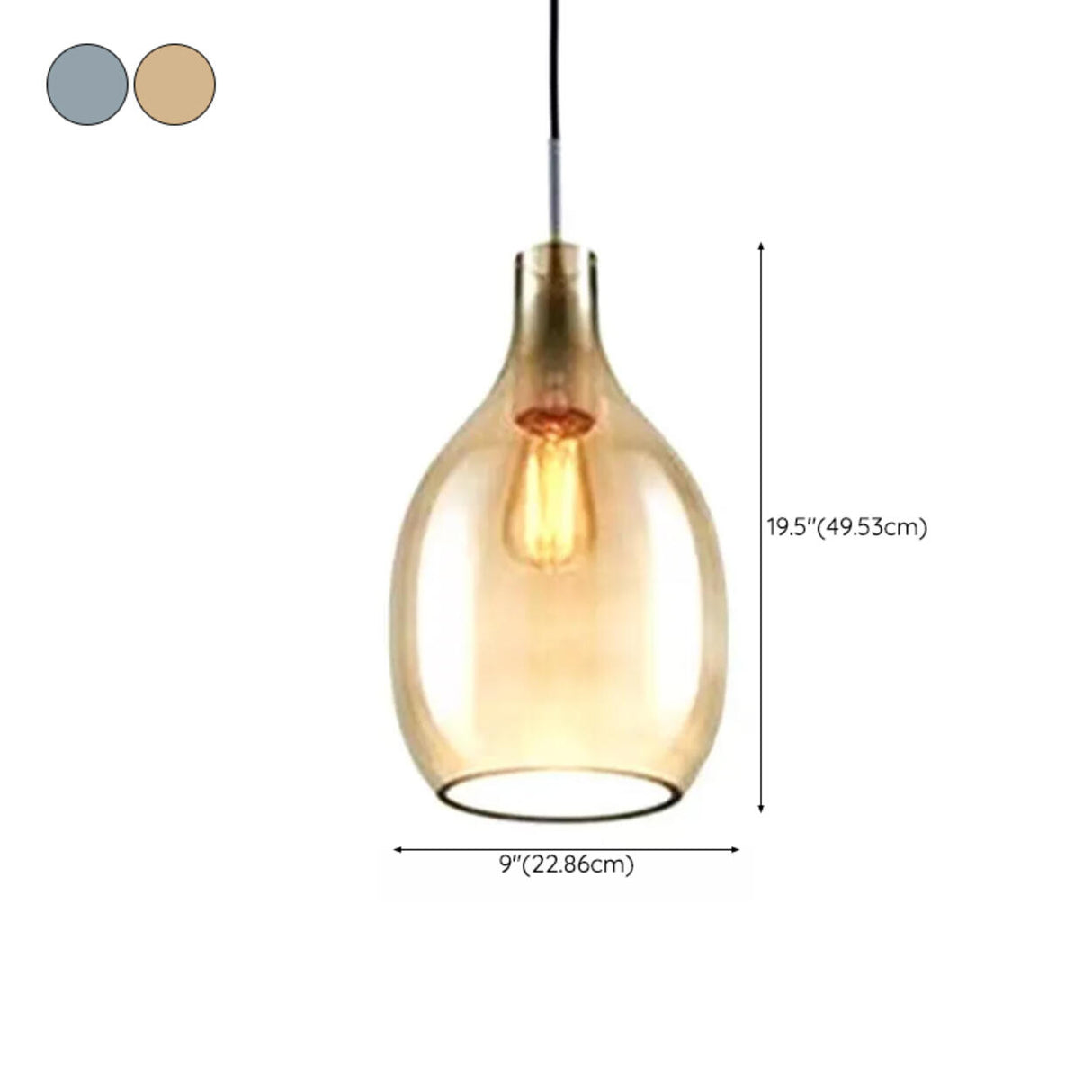 Modern Teardrop Blue Clear Glass Pendant Light Image - 12