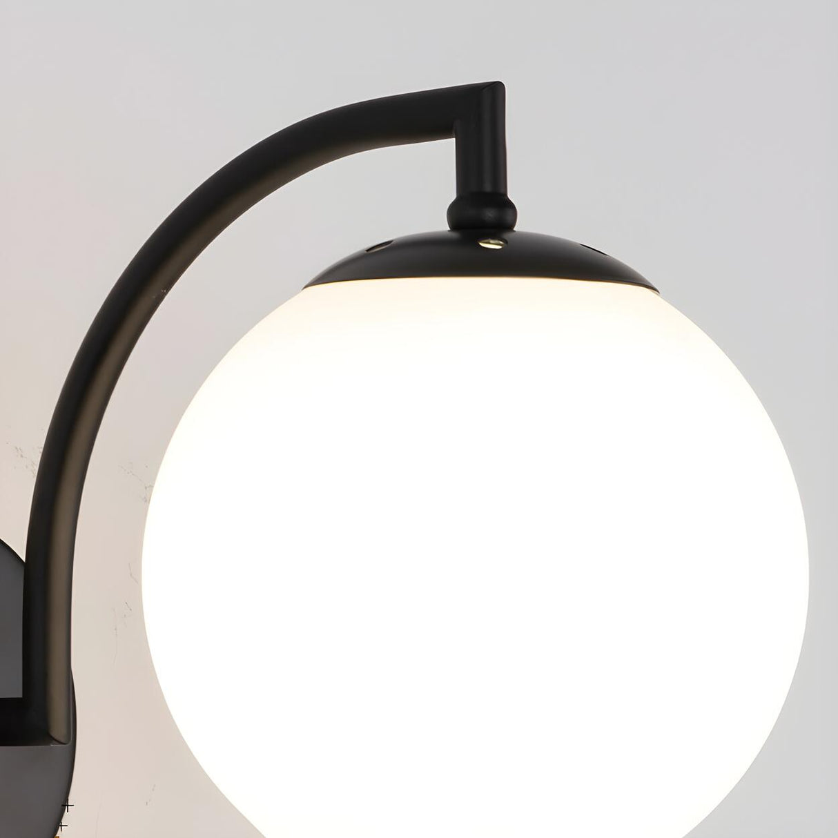 Modern Textured Glass Globe Black Vanity Wall Light Image - 19