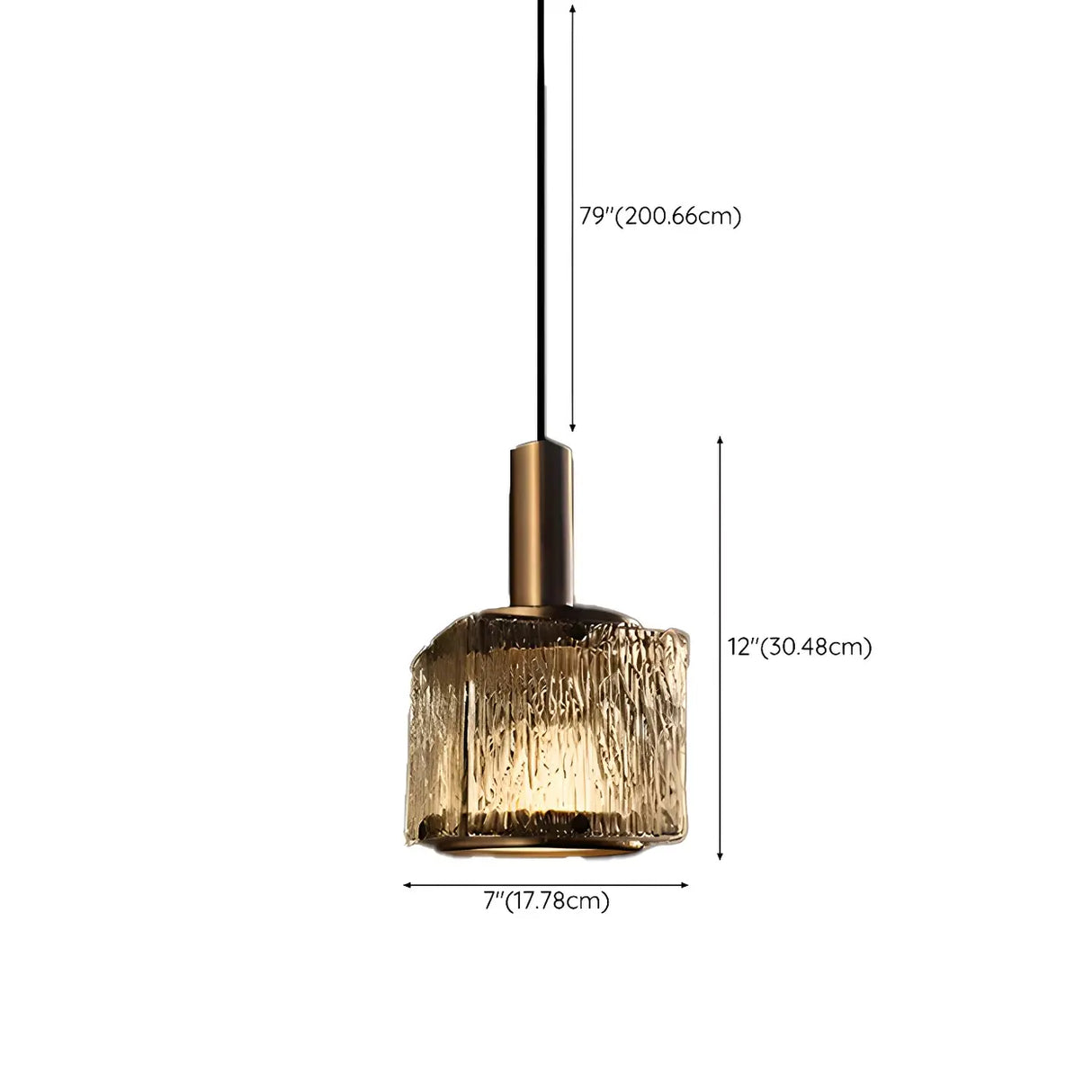 Modern Textured Glass Square Crystal Bedroom Pendant Light 