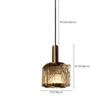 Modern Textured Glass Square Crystal Bedroom Pendant Light #size