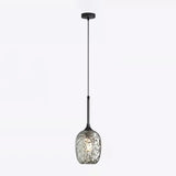 Modern Textured Glass Vase Pendant Ligh Adjustable Cord Image - 2