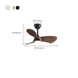 Modern Three-Blade Wooden Ceiling Fan with LED Light #size