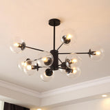 Modern Tiered Multiple Globe Clear Glass Sputnik Chandelier Image - 4