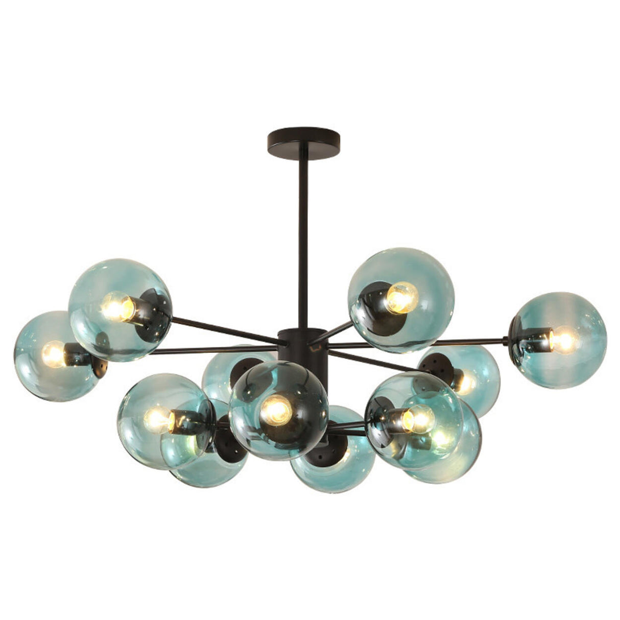 Modern Tiered Multiple Globe Clear Glass Sputnik Chandelier Image - 9