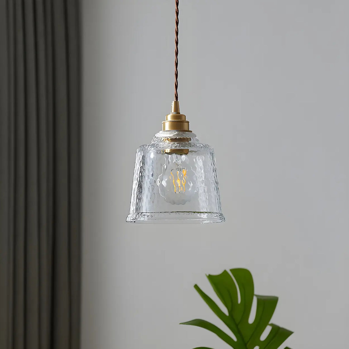 Modern Transparent Clear Glass Bell Pendant Light Image - 4