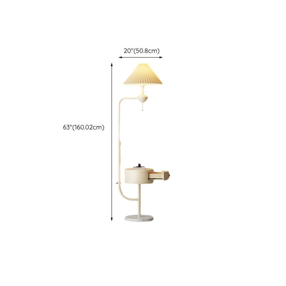 Modern Trendy White Dome Floor Lamp with Storage 