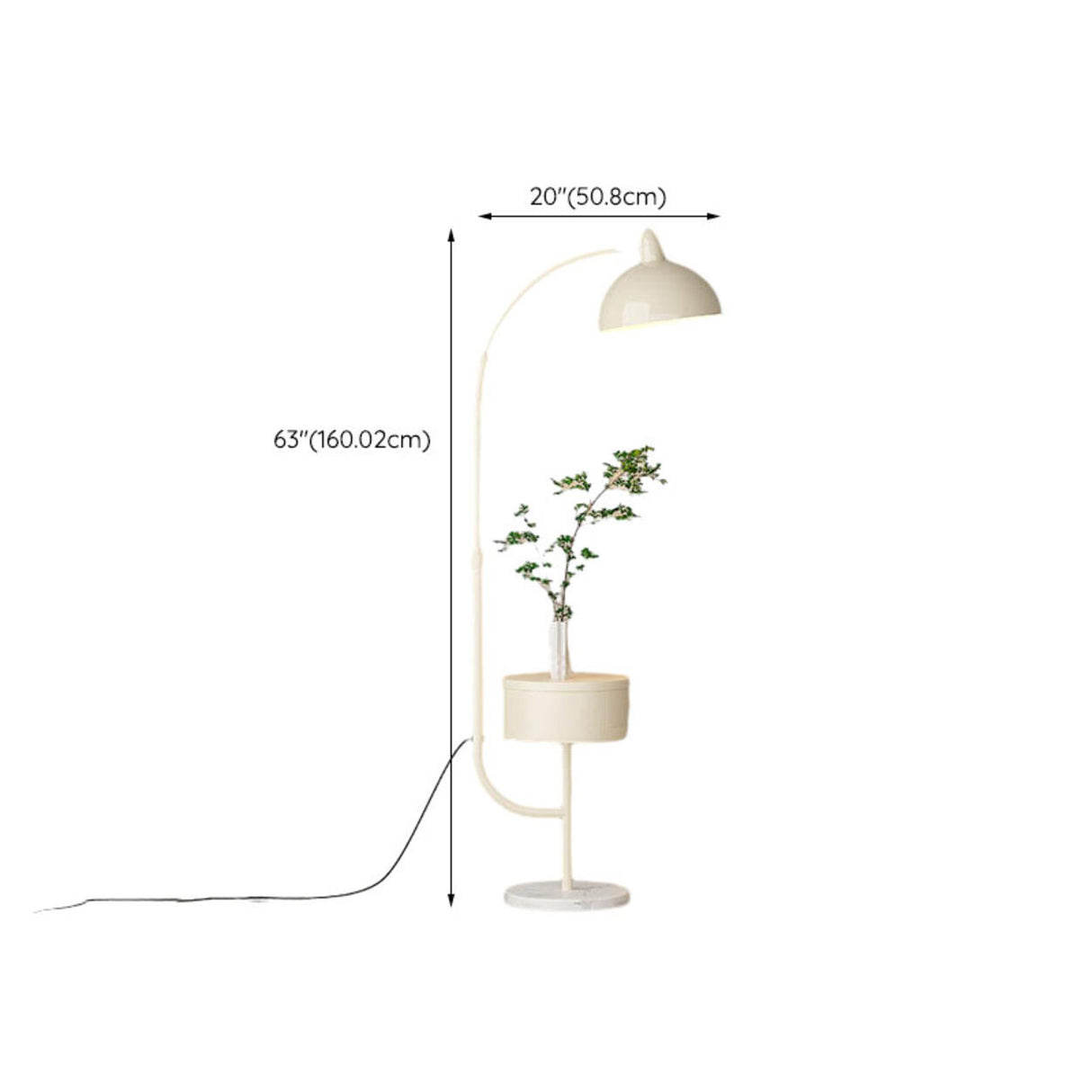 Modern Trendy White Dome Floor Lamp with Storage Image - 16