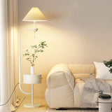 Modern Trendy White Dome Floor Lamp with Storage Image - 4