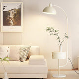Modern Trendy White Dome Floor Lamp with Storage Image - 6