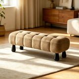 Modern Tufted Chenille Upholstered Bedroom Entryway Bench Image - 2