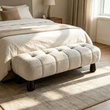 Modern Tufted Chenille Upholstered Bedroom Entryway Bench Image - 3