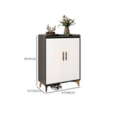 Modern Two-Door Wood Hallway White Large Shoe Cabinet Image - 19
