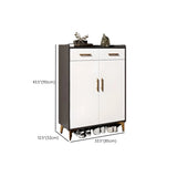 Modern Two-Door Wood Hallway White Large Shoe Cabinet Image - 37