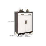 Modern Two-Door Wood Hallway White Large Shoe Cabinet Image - 38