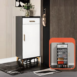 Modern Two-Door Wood Hallway White Large Shoe Cabinet Image - 7