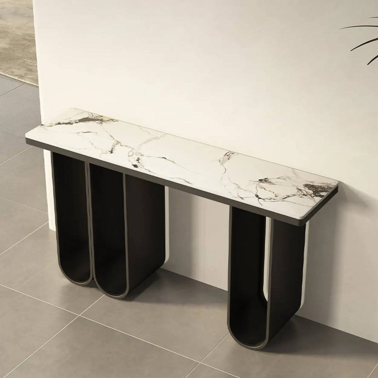 Modern U-Shaped Leg Scratch Resistant Stone Console Table Image - 5
