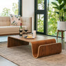 Modern Unique Curved Wood Integrated Coffee Table Image - 1