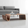 Modern Unique Curved Wood Integrated Coffee Table Image - 3