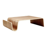 Modern Unique Curved Wood Integrated Coffee Table Image - 6