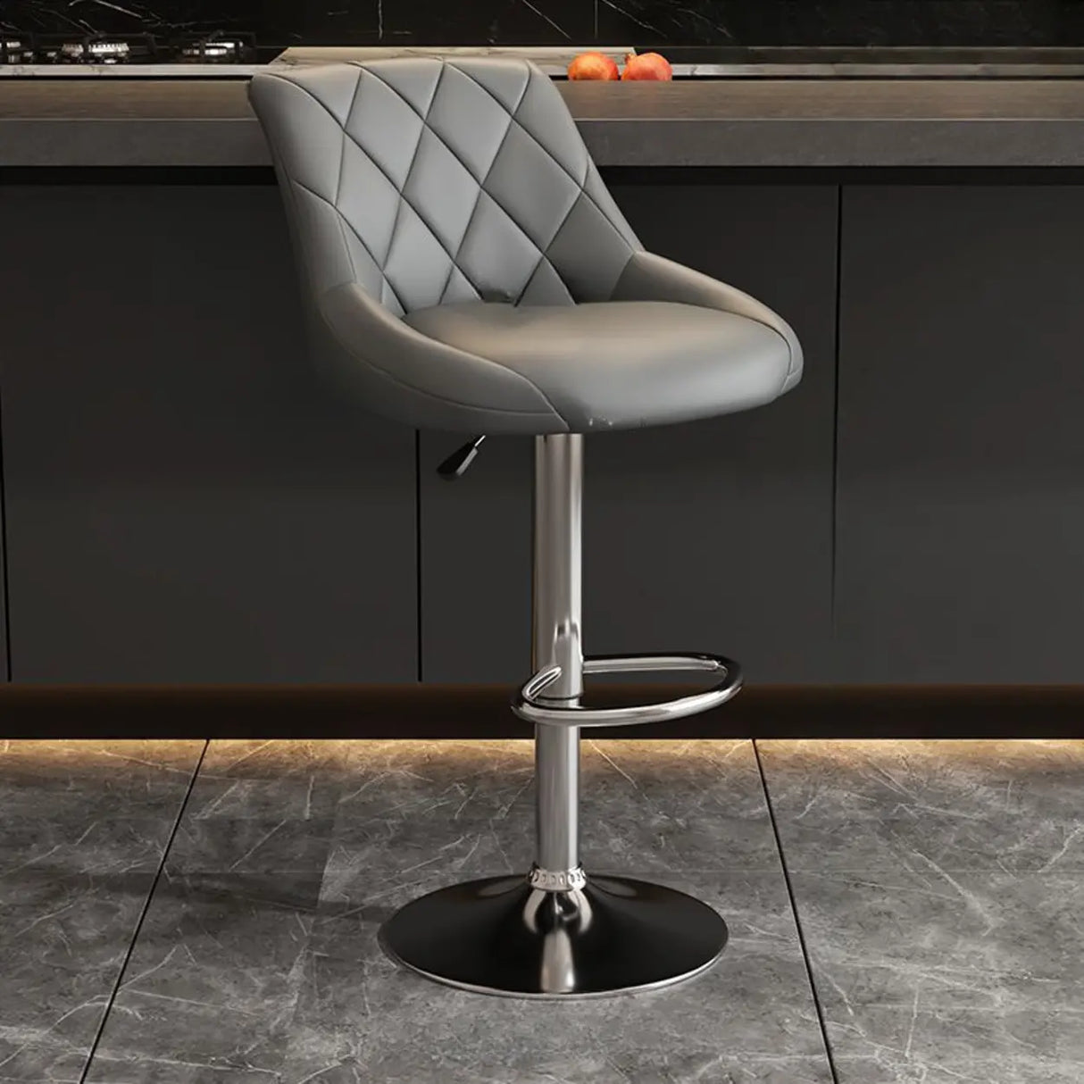 Modern Upholstered Adjustable Swivel Bucket Bar Stool Image - 14