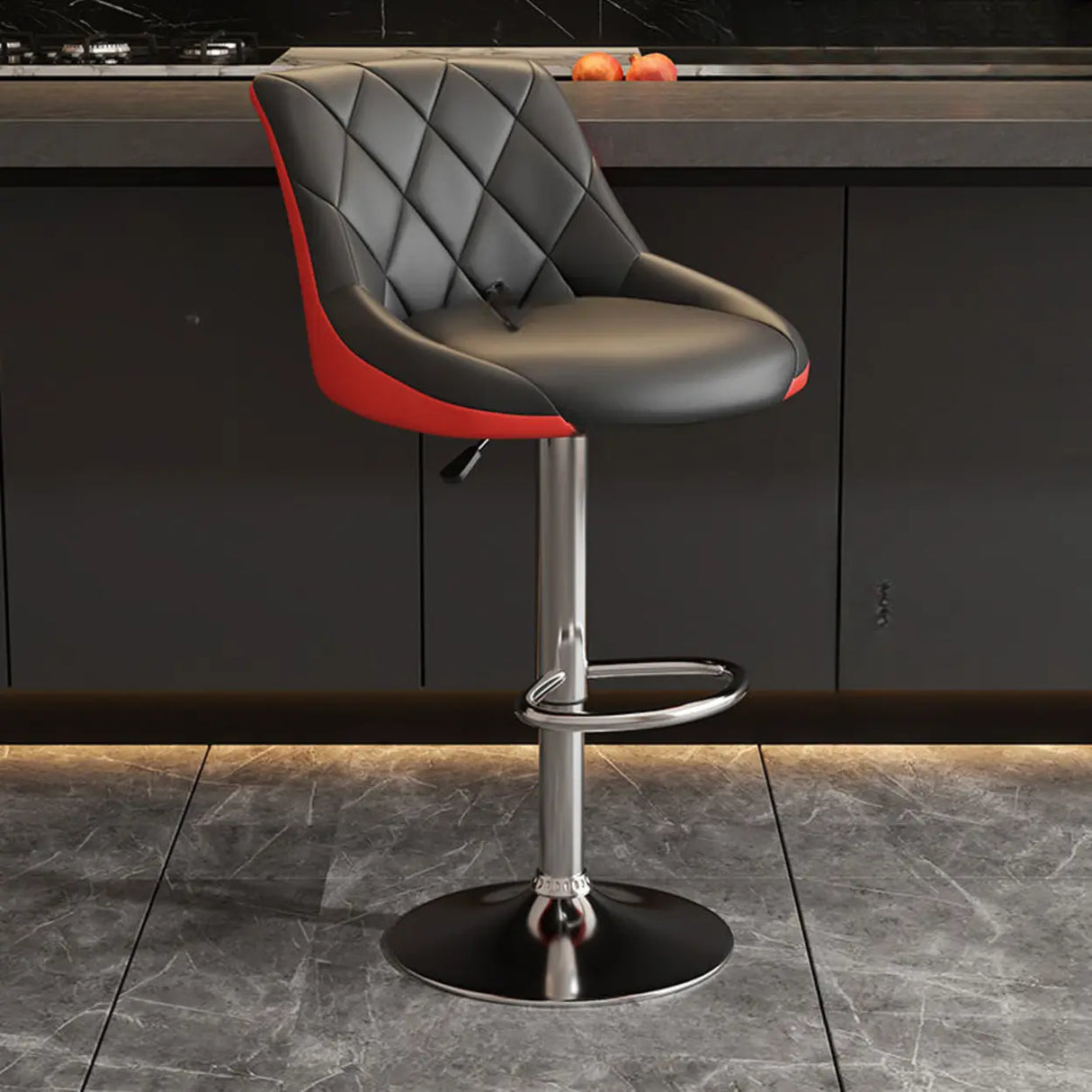 Modern Upholstered Adjustable Swivel Bucket Bar Stool Image - 17