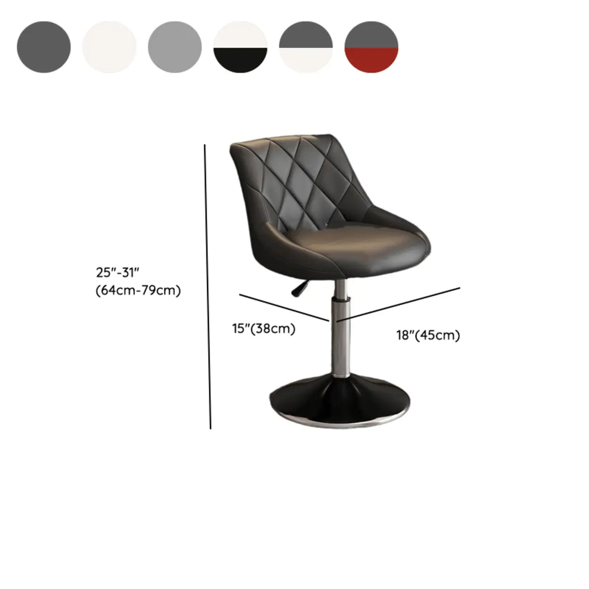 Modern Upholstered Adjustable Swivel Bucket Bar Stool 