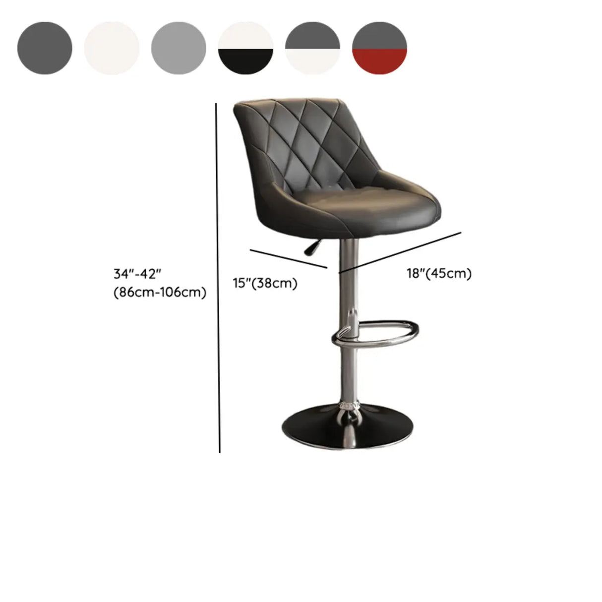 Modern Upholstered Adjustable Swivel Bucket Bar Stool Image - 19