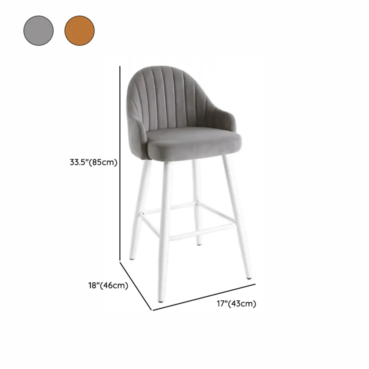 Modern Upholstered Apricot Rectangular Bar Stools with Arms 