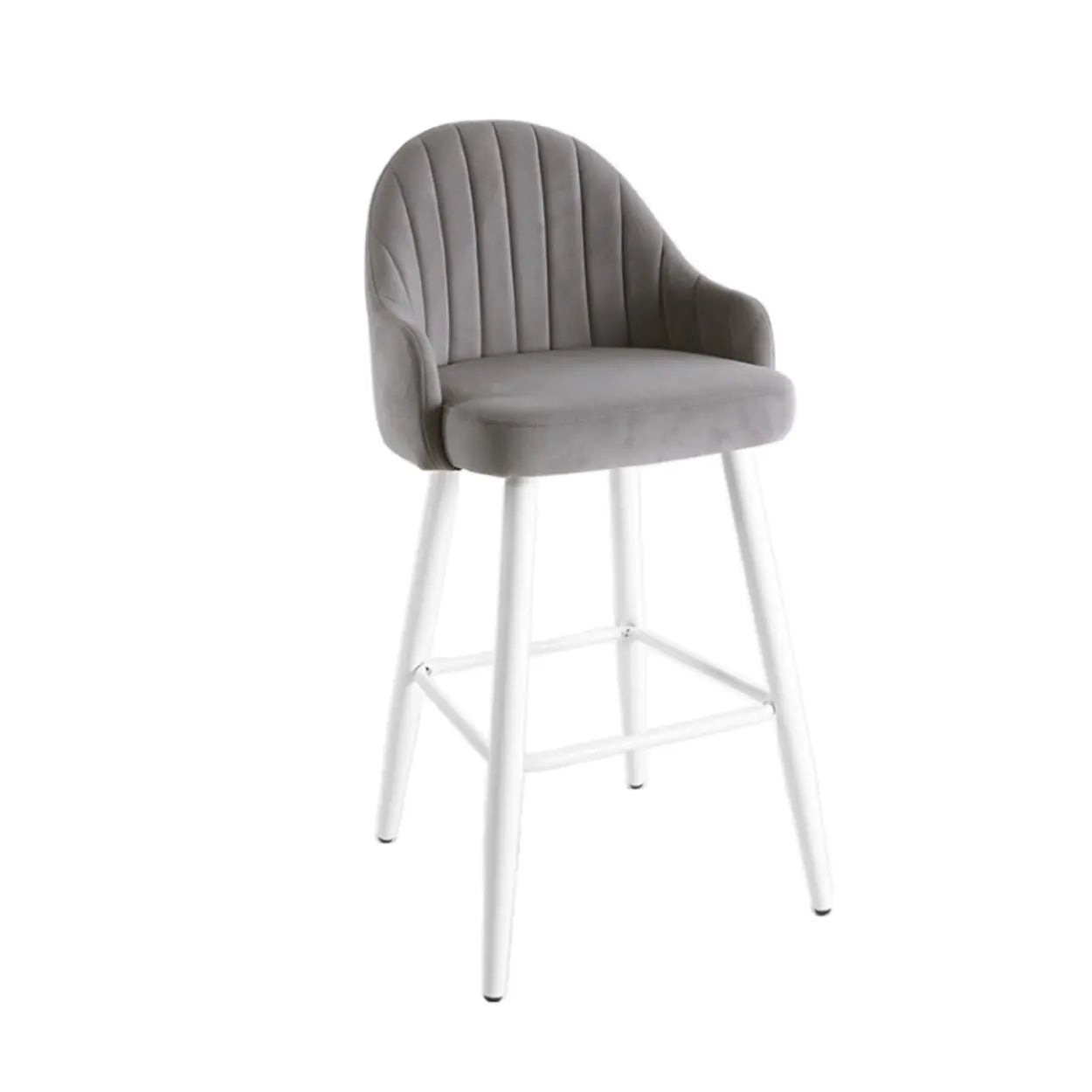 Modern Upholstered Apricot Rectangular Bar Stools with Arms Image - 3