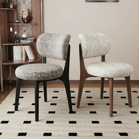 Modern Upholstered Curved Back Armless Wood Dining Chair Image - 1