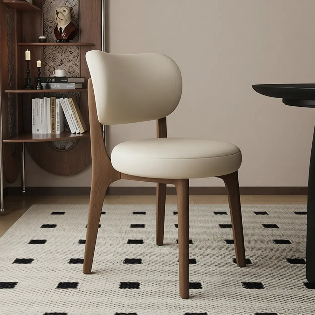 Modern Upholstered Curved Back Armless Wood Dining Chair Image - 10