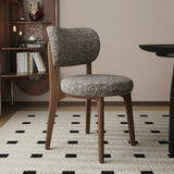Modern Upholstered Curved Back Armless Wood Dining Chair Image - 11