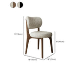 Modern Upholstered Curved Back Armless Wood Dining Chair #size