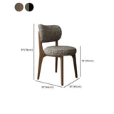 Modern Upholstered Curved Back Armless Wood Dining Chair Image - 16