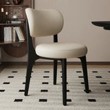 Modern Upholstered Curved Back Armless Wood Dining Chair Image - 2